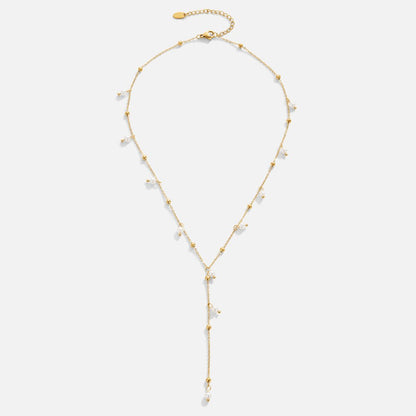 Luminous Golden Pearl Drop Necklace – FIORENE