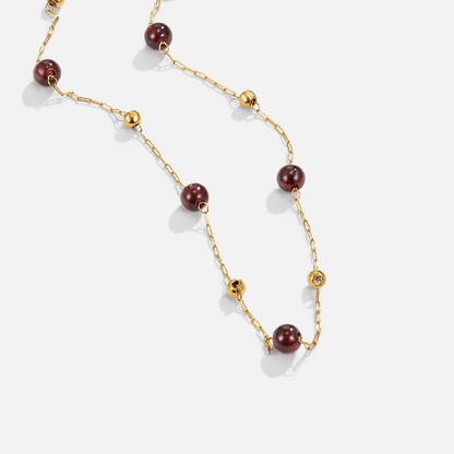 Crimson Bead Initial Necklace – FIORENE