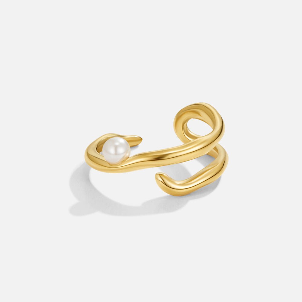 Gilded Orbit Pearl Ring – FIORENE
