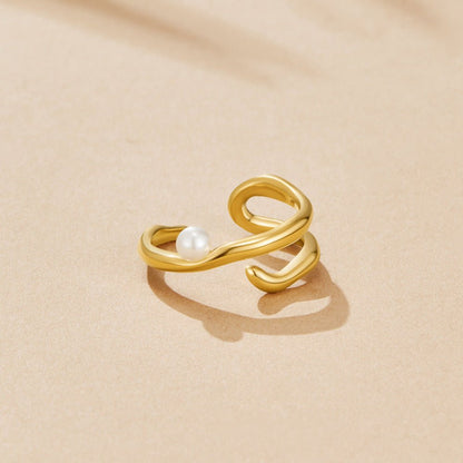 Gilded Orbit Pearl Ring – FIORENE