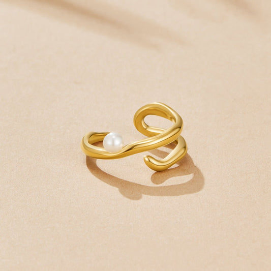 Gilded Orbit Pearl Ring – FIORENE