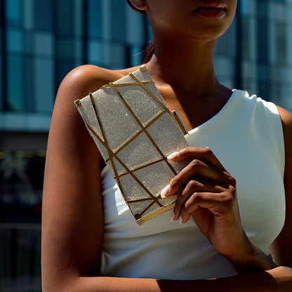 Aurum Geometric Glimmer Clutch – FIORENE