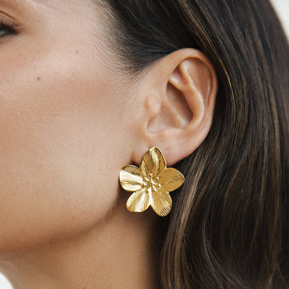 Luminous Textured Bloom Earrings – FIORENE