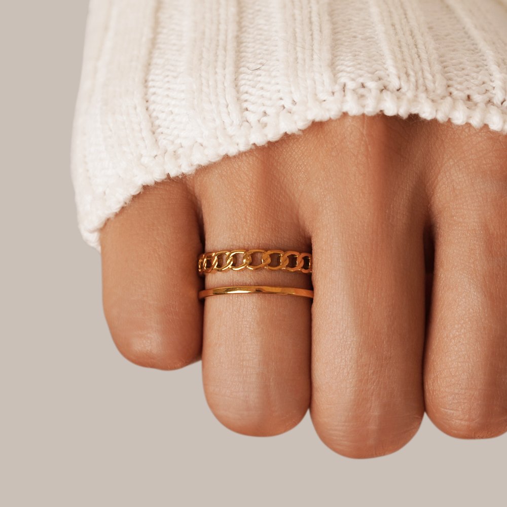 Radiant Gilded Link & Band Ring – FIORENE