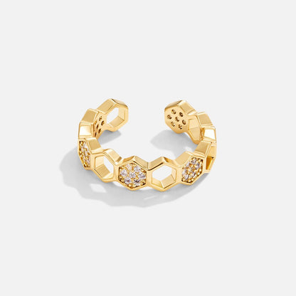 Honeycomb Pave Gold Ring – FIORENE