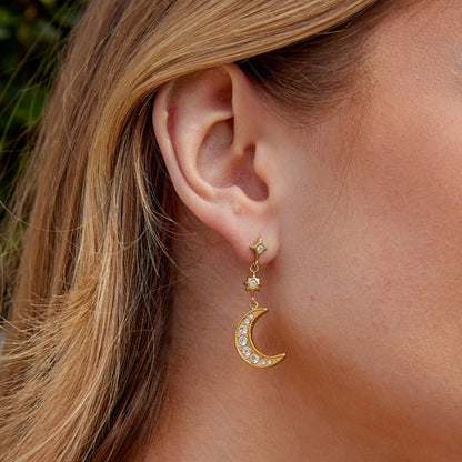Lunar & Star Drop Earrings – FIORENE