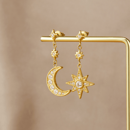 Lunar & Star Drop Earrings – FIORENE