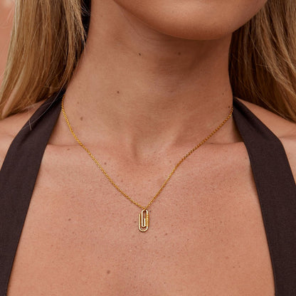 Sparkling Paperclip Link Necklace – FIORENE