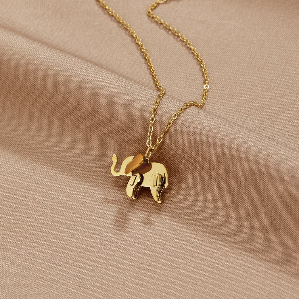 Radiant Gilded Elephant Charm Necklace – FIORENE