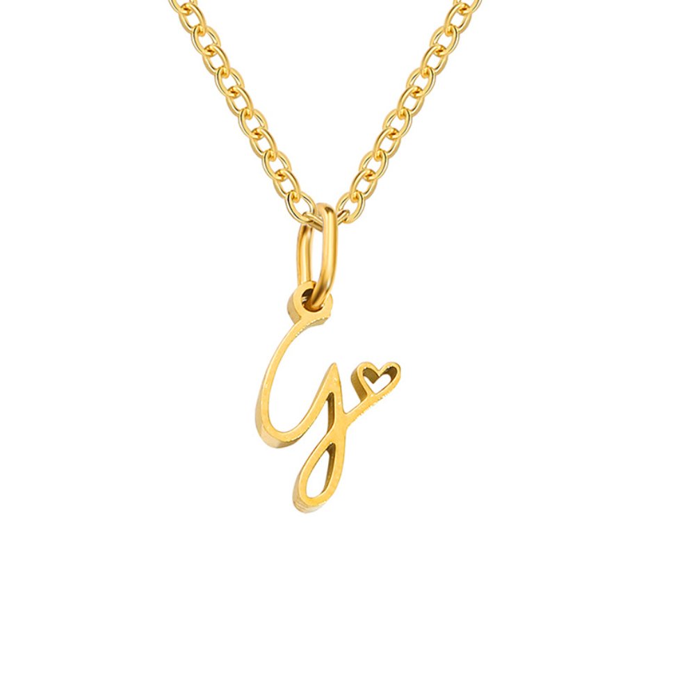 Gilded Cursive Initial Necklace – FIORENE