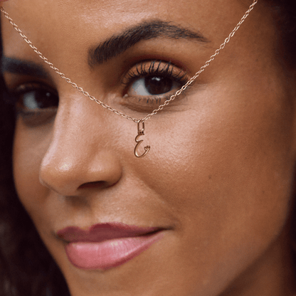 Gilded Cursive Initial Necklace – FIORENE