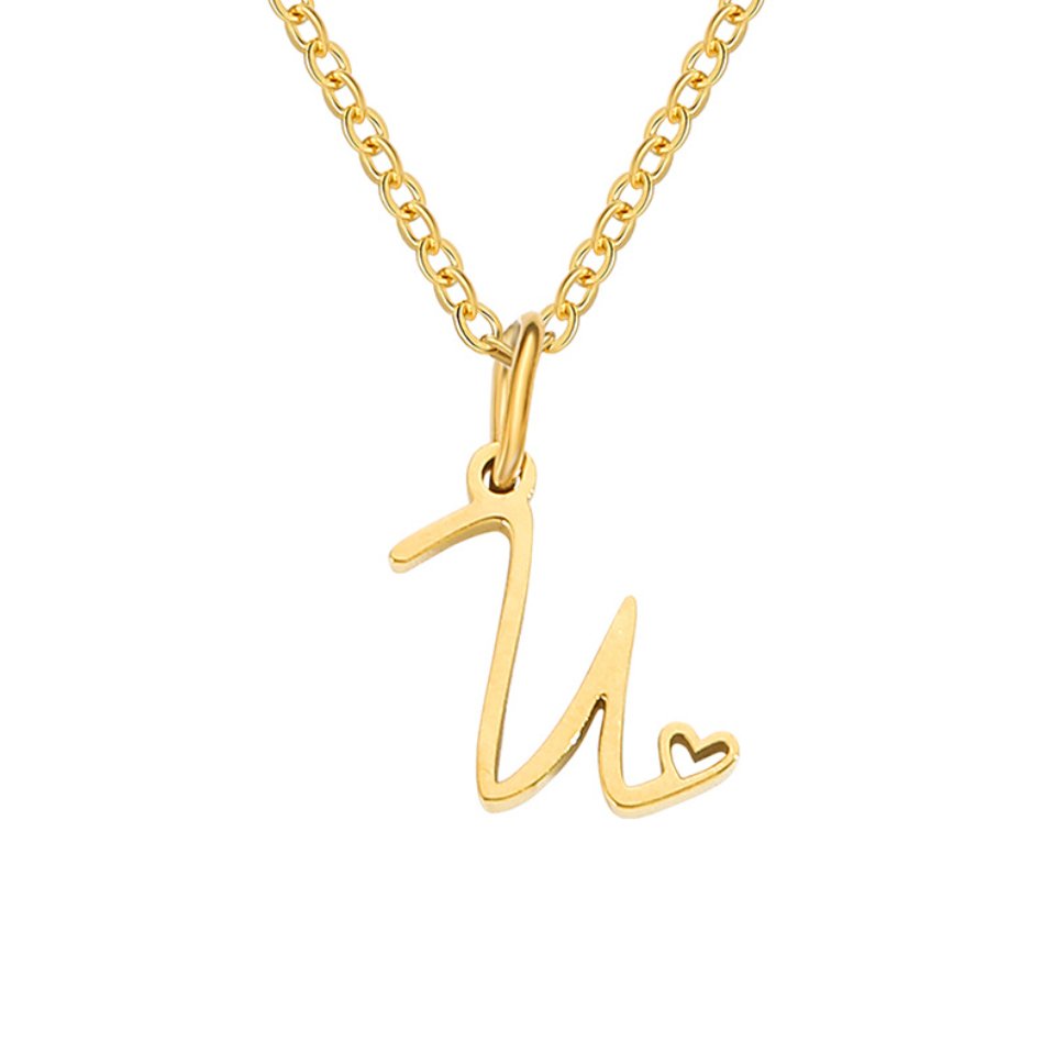 Gilded Cursive Initial Necklace – FIORENE