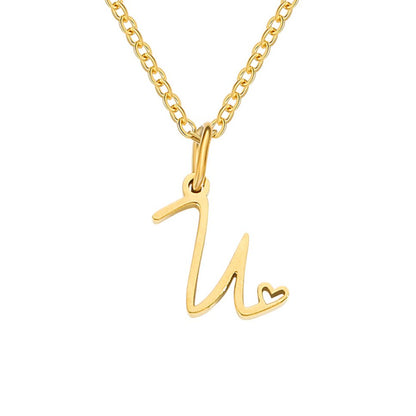 Gilded Cursive Initial Necklace – FIORENE
