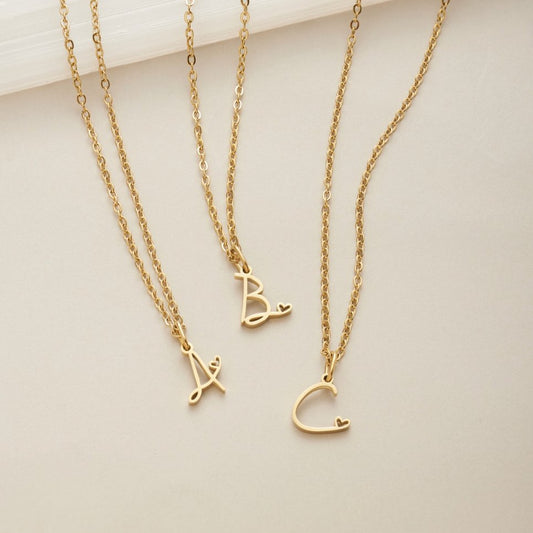 Gilded Cursive Initial Necklace – FIORENE