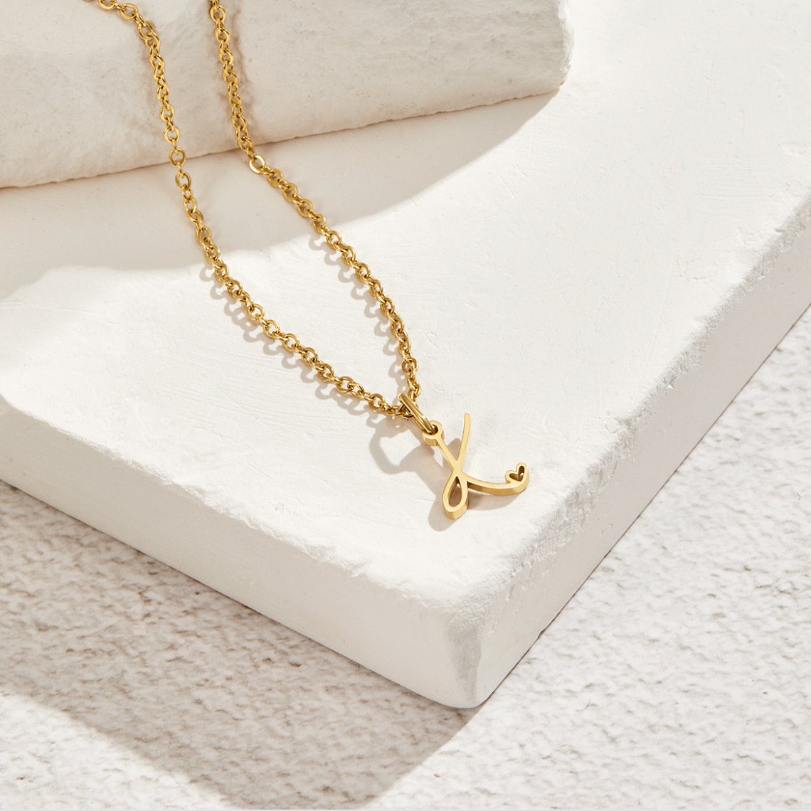 Gilded Cursive Initial Necklace – FIORENE