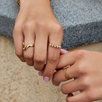 Moonstone Gilded Quintet Ring – FIORENE