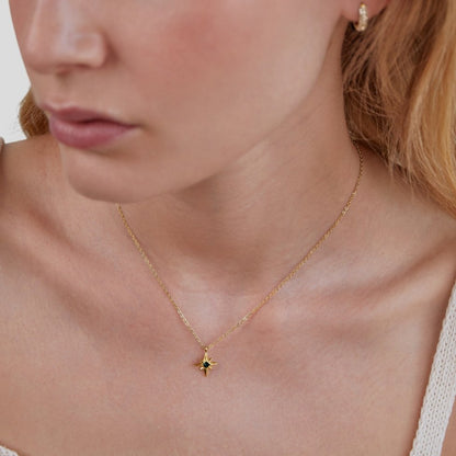 Golden North Star Emerald Necklace – FIORENE