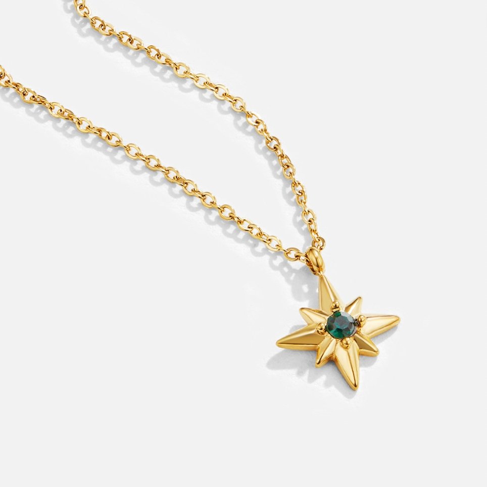 Golden North Star Emerald Necklace – FIORENE