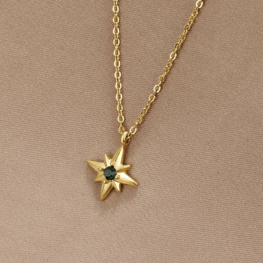 Golden North Star Emerald Necklace – FIORENE