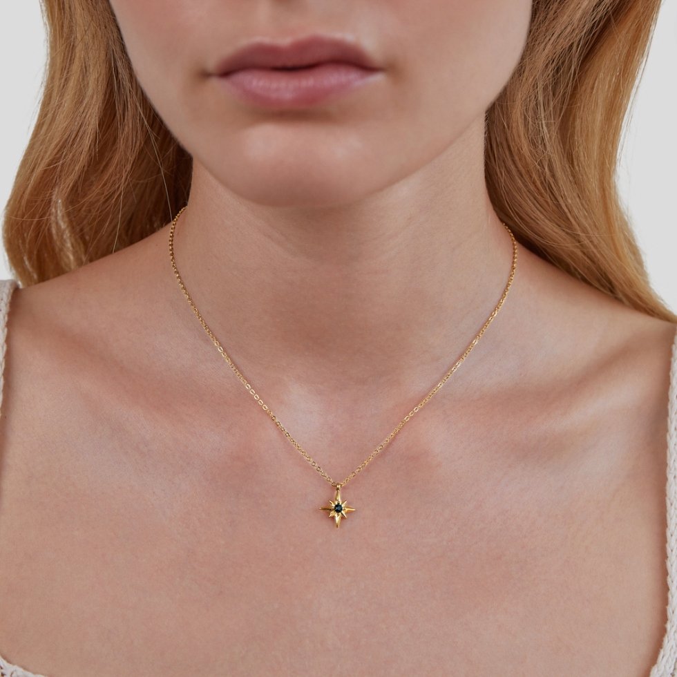 Golden North Star Emerald Necklace – FIORENE