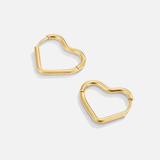 Radiant Gilded Heart Hoop Earrings – FIORENE