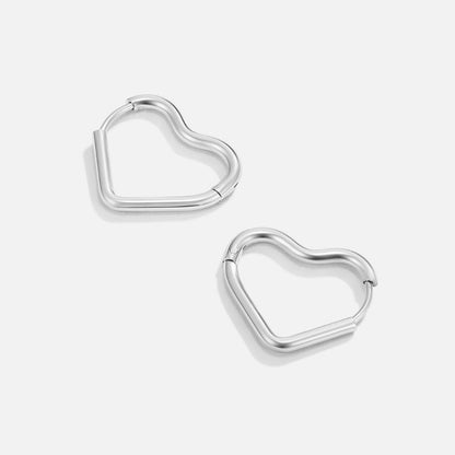 Radiant Silver Heart Hoop Earrings – FIORENE