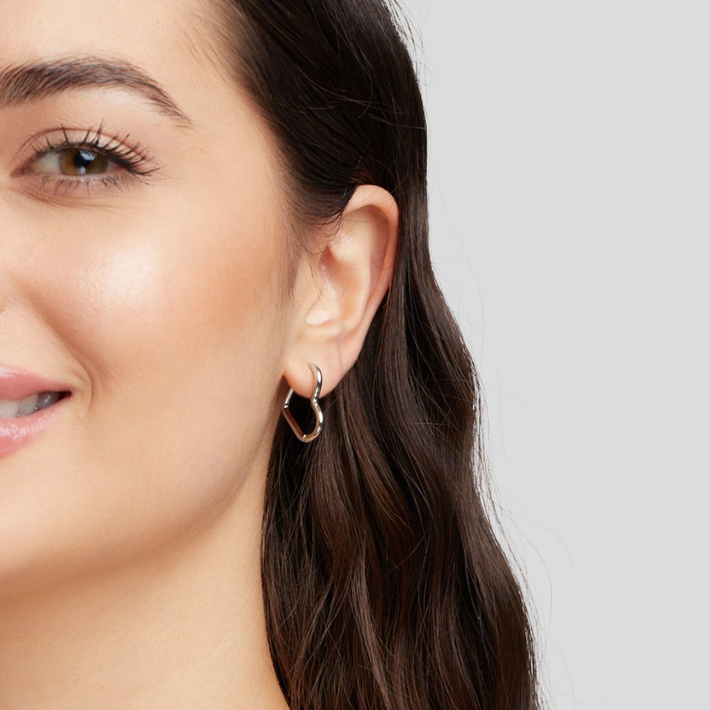 Radiant Silver Heart Hoop Earrings – FIORENE