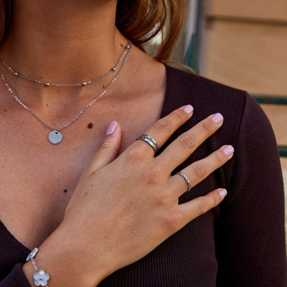 Silver Texture Trio Ring – FIORENE