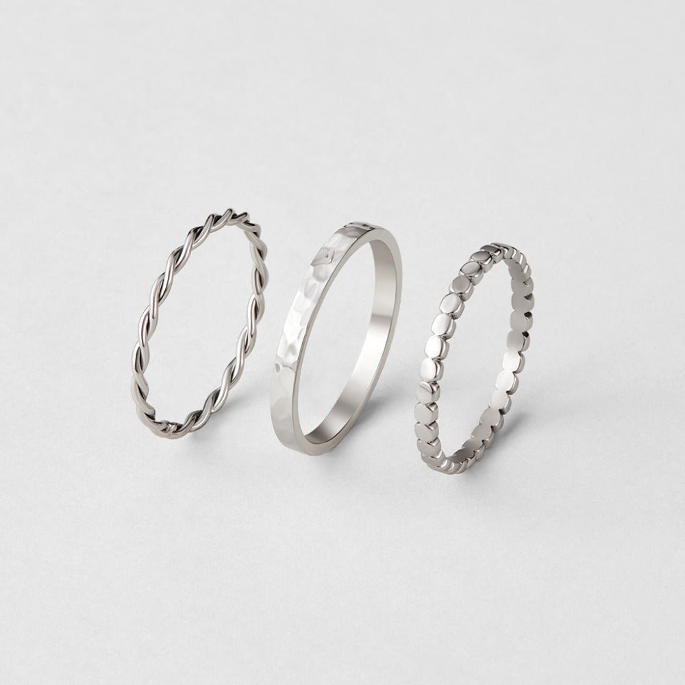 Silver Texture Trio Ring – FIORENE