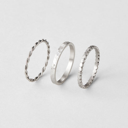 Silver Texture Trio Ring – FIORENE