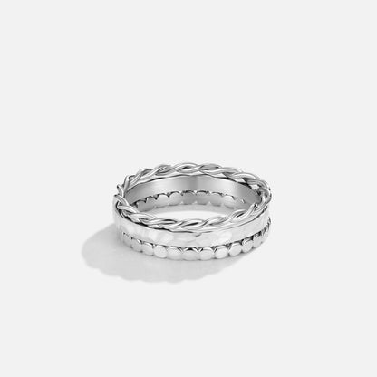 Silver Texture Trio Ring – FIORENE