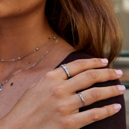 Silver Square-Frame Eternity Ring – FIORENE