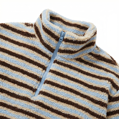 Striped Sherpa Half-Zip Pullover – FIORENE