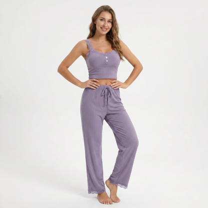 Soft Henley Pajamas Set – FIORENE
