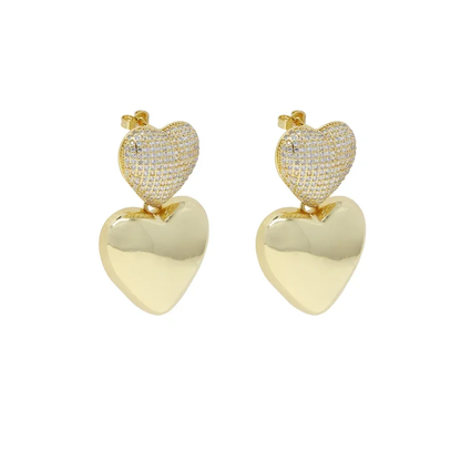 Aurielle Double Heart Drop Earrings – FIORENE
