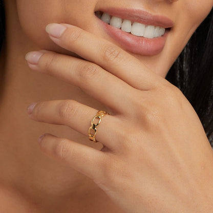 Golden Architectural Link Ring – FIORENE