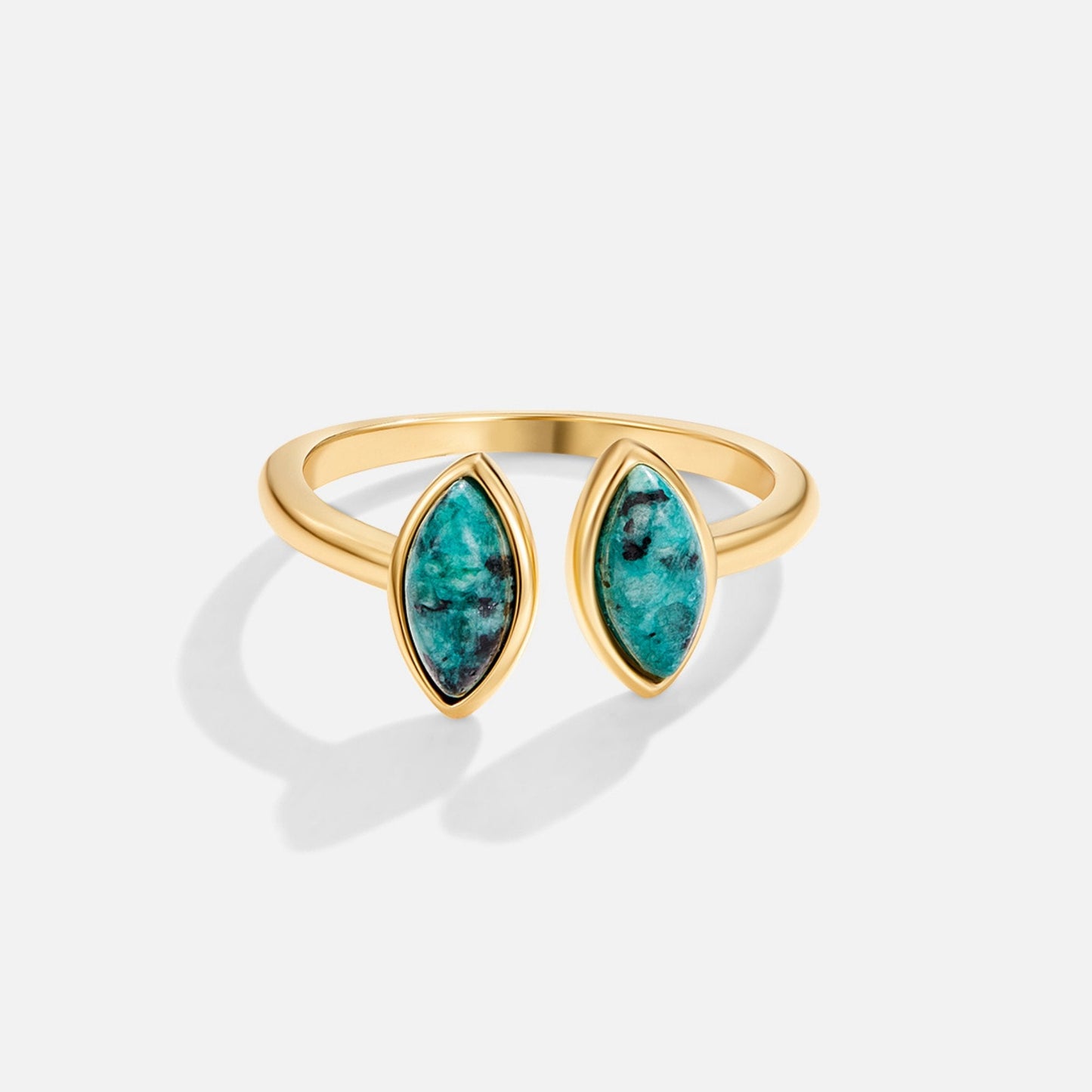 Gilded Dual-Marquise Teal Ring – FIORENE