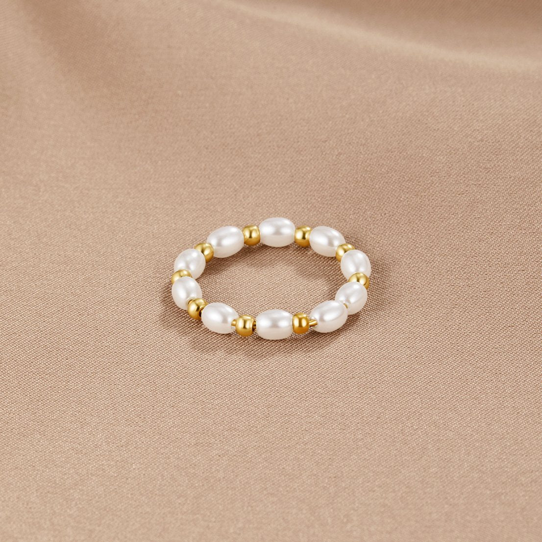 Iconic Golden & Pearl Mosaic Ring – FIORENE