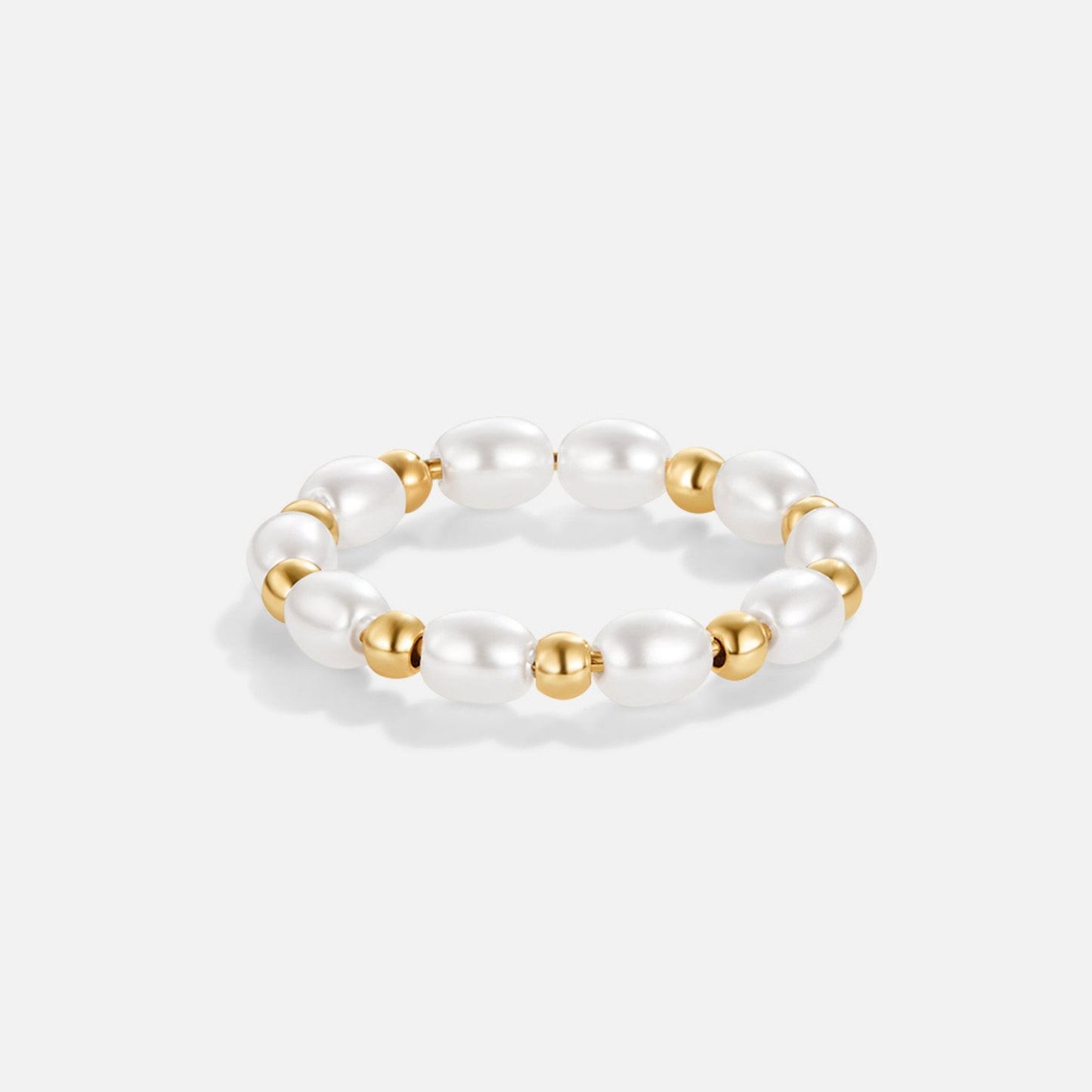 Iconic Golden & Pearl Mosaic Ring – FIORENE