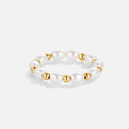 Iconic Golden & Pearl Mosaic Ring – FIORENE