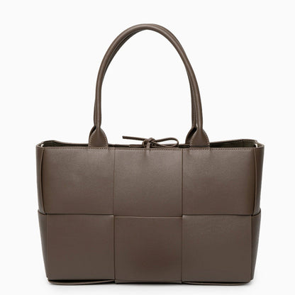 Mocha Grid Panel Tote Bag – FIORENE