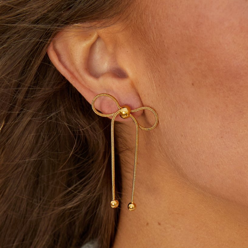 Golden Fluid Tie Drop Earrings – FIORENE