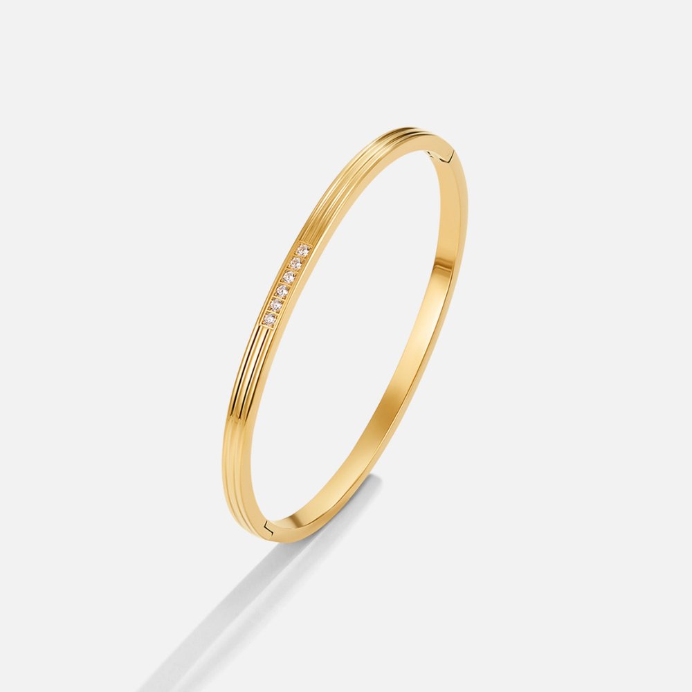 Minimalist Crystal Inlay Bangle – FIORENE