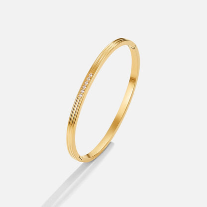 Minimalist Crystal Inlay Bangle – FIORENE