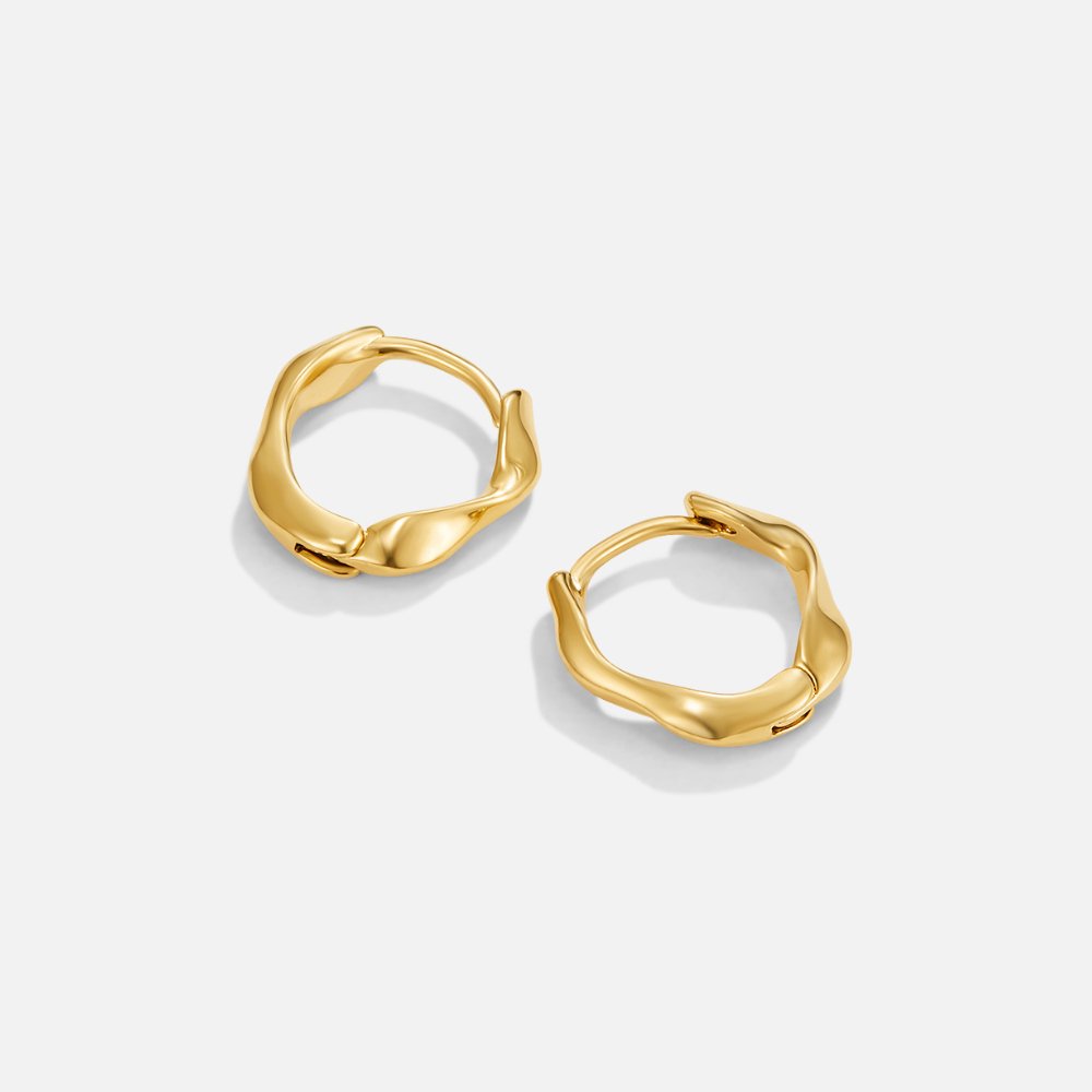 Polished Organic Twist Hoops – FIORENE