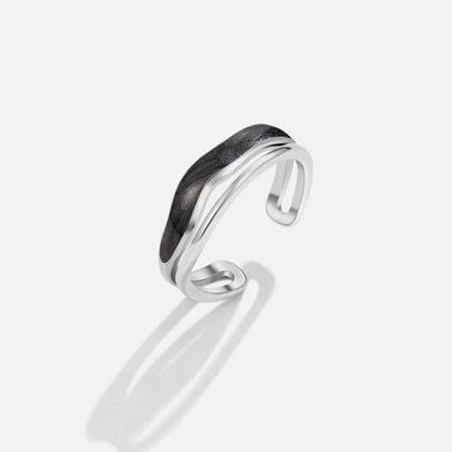 Silver Onyx Wave Ring – FIORENE