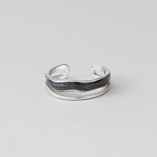 Silver Onyx Wave Ring – FIORENE