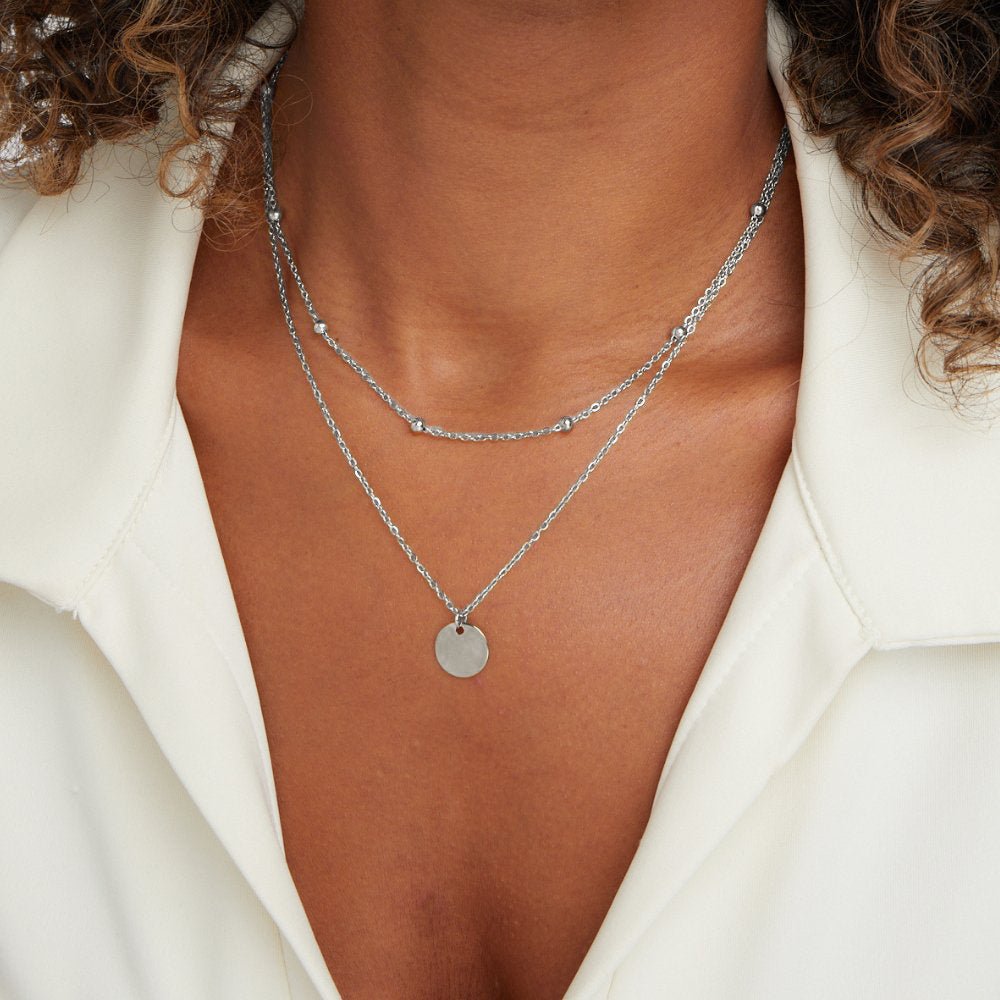 Silver Layered Disc Necklace – FIORENE