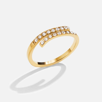 Radiant Gilded Double-Row Crystal Ring – FIORENE