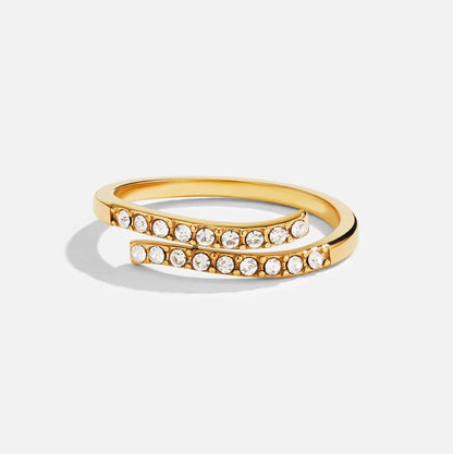 Radiant Gilded Double-Row Crystal Ring – FIORENE